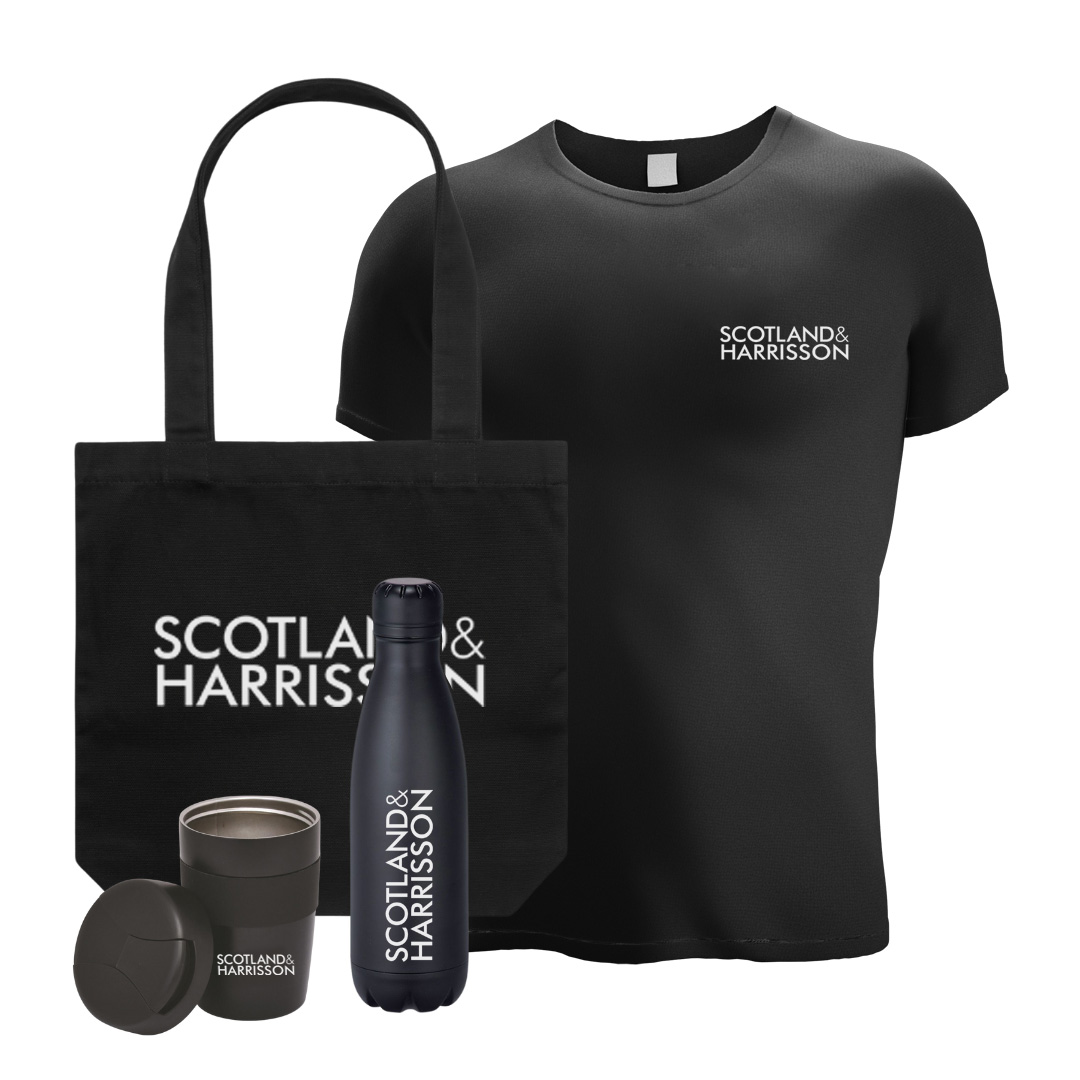 Welcome Pack with promotional drink bottle, cup, tote bag and Tshirt